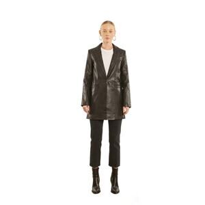 SPRWMN Leather Blazer Jacket Women's Black Size Small NEW $1600 #JACO28L